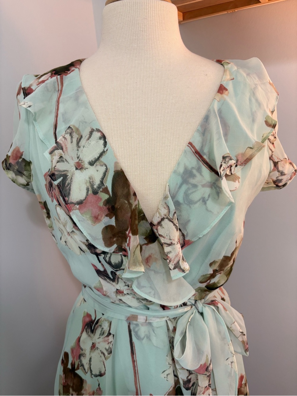 Mint Floral Ruffled Dress - Picture 2 of 14